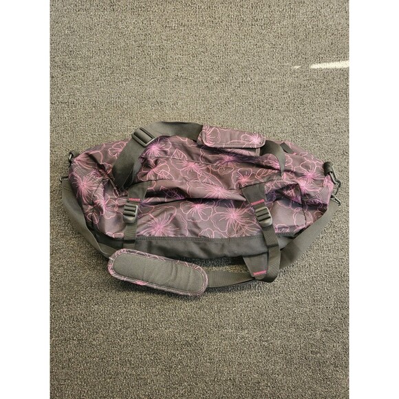 Vintage Jansport Duffel Bag Pink Black Floral Overnight Travel 23" X 14" x 11" - Picture 4 of 13